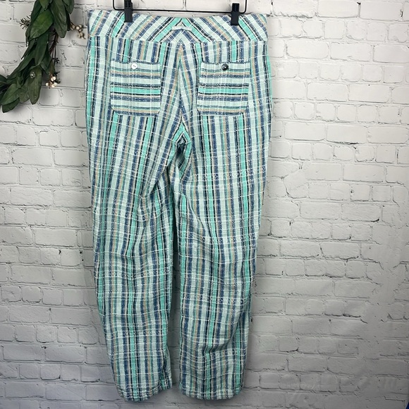 SUNDANCE Gigi Lightweight Blue & Green Plaid Drawstring Waist Pants Size PM - Picture 2 of 5